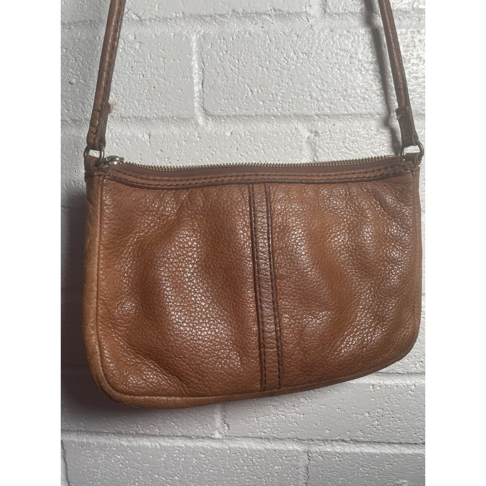 Fossil Crossbody Handbag brown pebbled leather Satchel Purse academia